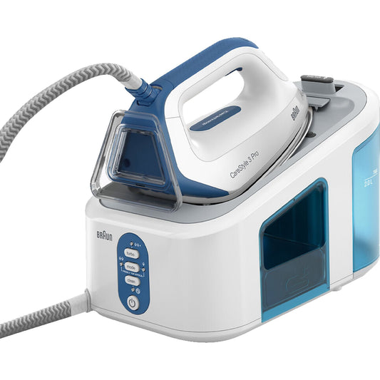 BRAUN CareStyle 3 Pro IS 3157 BL, Dampfstoß 460 g/min, FreeGlide 3D, iCare autom. Temperaturanpassung, DoubleSteam, leichtes Bügeln, vertikale Auffrischung, Dampfbügelstation 2400 Watt, 6,8 bar BRAUN