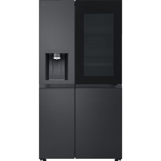 LG GSXE90EVDD mit Craft Ice, InstaView Door-in-Door®, Side-by-Side (628 l, D, 1790 mm hoch, Essence Matte Black) LG