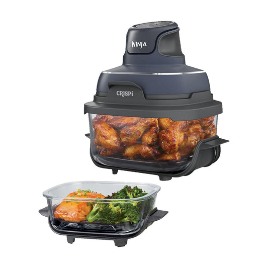 NINJA FN101EUGY CRISPi 4-in-1 Tragbare Glas-Heißluftfritteuse Cyber Space, Heißluftfritteuse NINJA