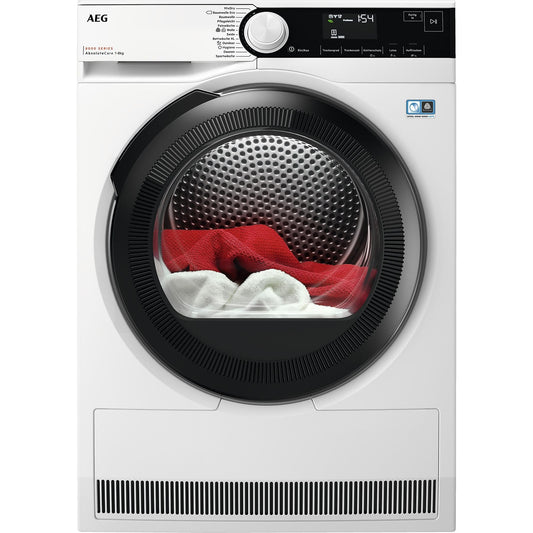 AEG TR8T70680 Wärmepumpentrockner Serie 8000 AbsoluteCare® mit Trommelsteuerung (8 kg, Weiß / Schwarz / Weiß) AEG