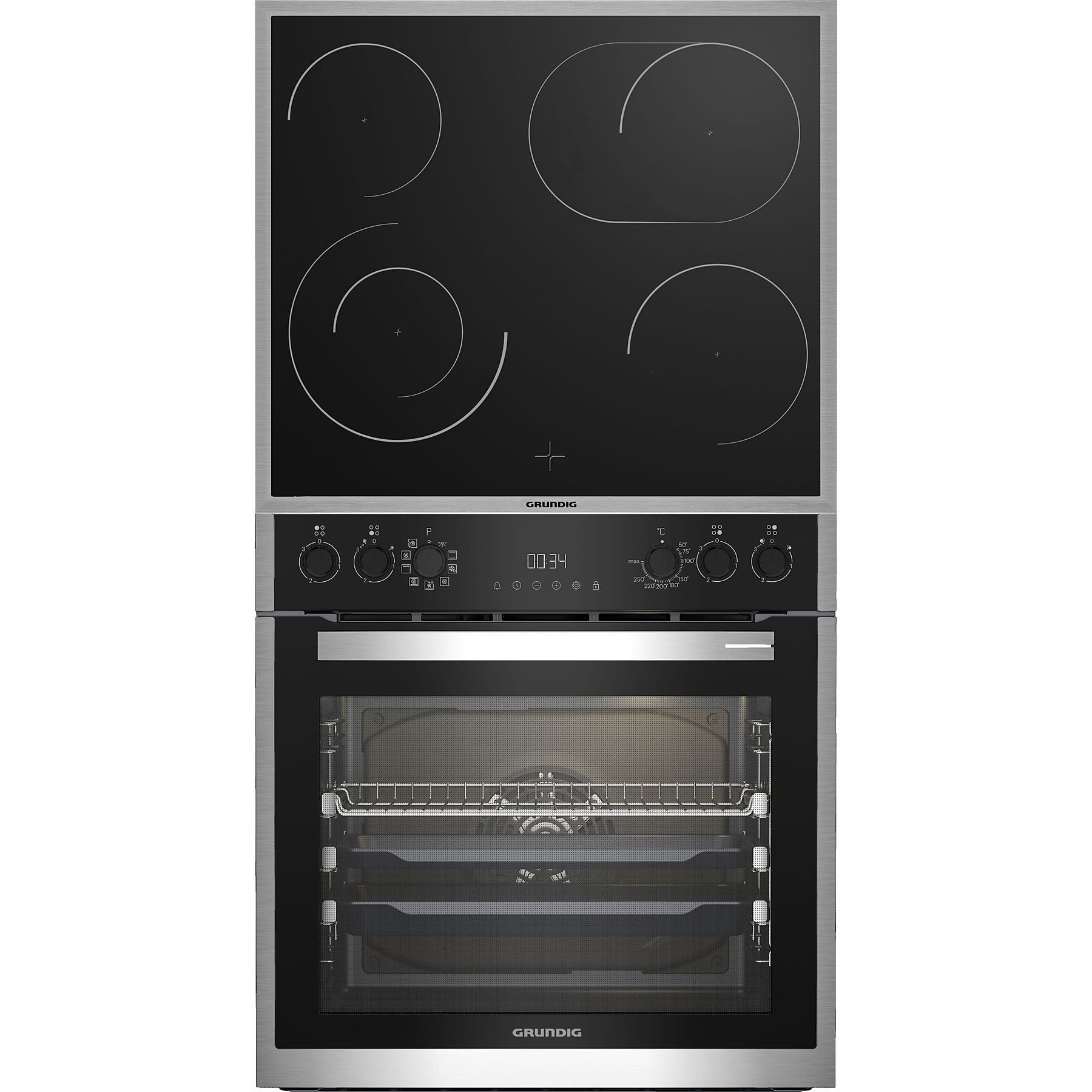 GRUNDIG GEHM19310B, Einbauherdset (Glaskeramik, A+, 72 l) GRUNDIG