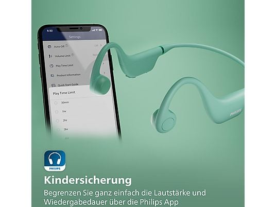 PHILIPS TAK 4607 GR/00, Open-ear Kopfhörer Bluetooth Türkis PHILIPS