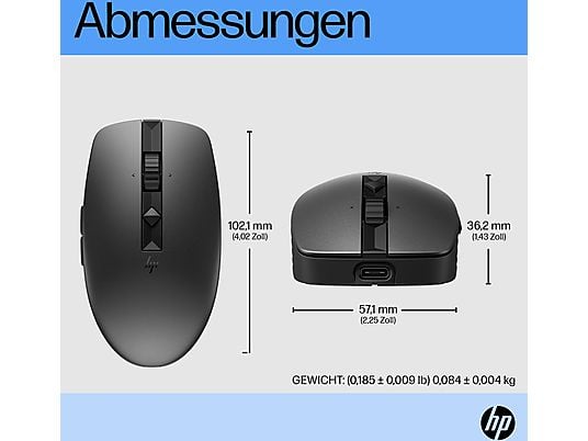 HP 710 Wiederaufladbare geräuschlose Maus, Schwarz HP