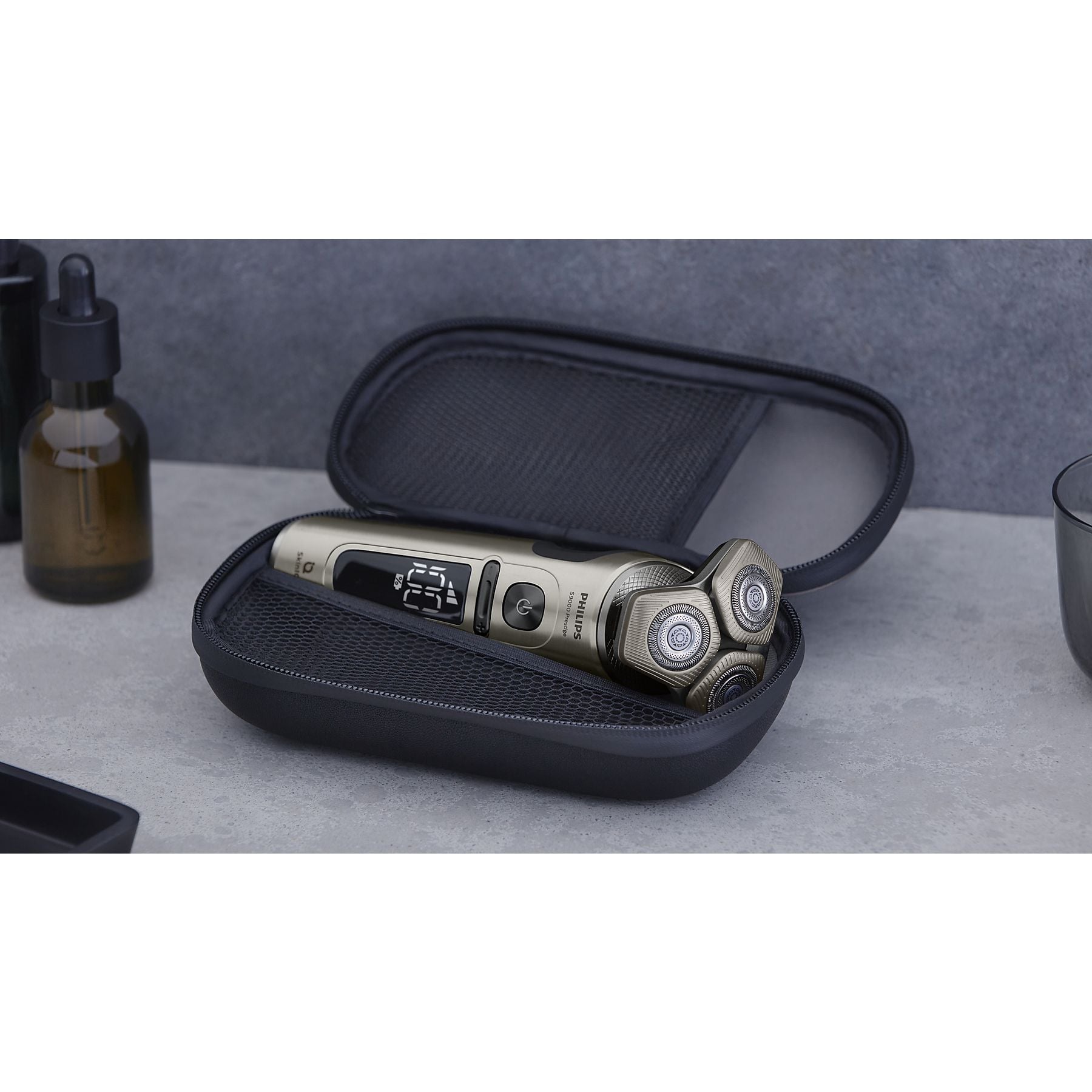 PHILIPS SP9883/35 Elektrorasierer S9000 Prestige Champagner-Gold (NanoTech Dual Precision-Klingen, Reinigungsstation: Ja) PHILIPS