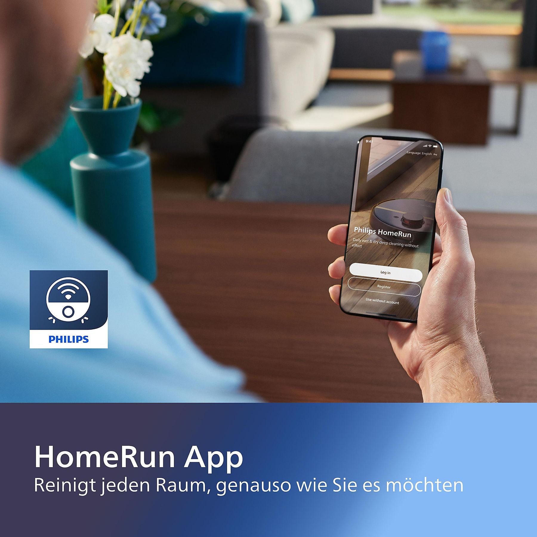 PHILIPS XU7100/01 HomeRun 7000 Series Aqua mit Entleerungsstation, mit Wischfunktion und App, Hindernissenerkennung, Saugroboter PHILIPS
