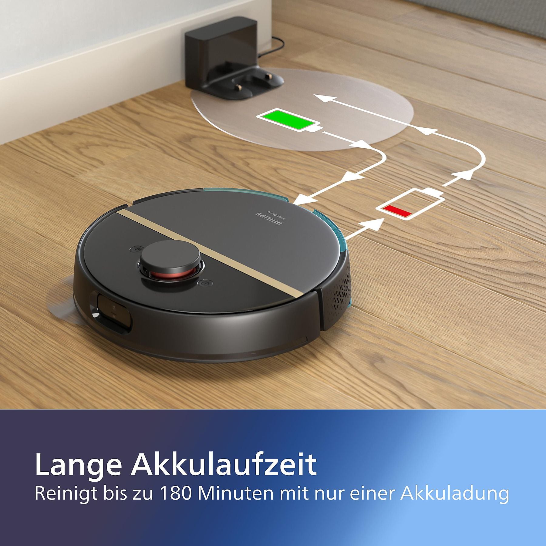 PHILIPS XU7000/01 HomeRun 7000 Series Aqua mit Wischfunktion und App, Hindernissenerkennung, Saugroboter PHILIPS