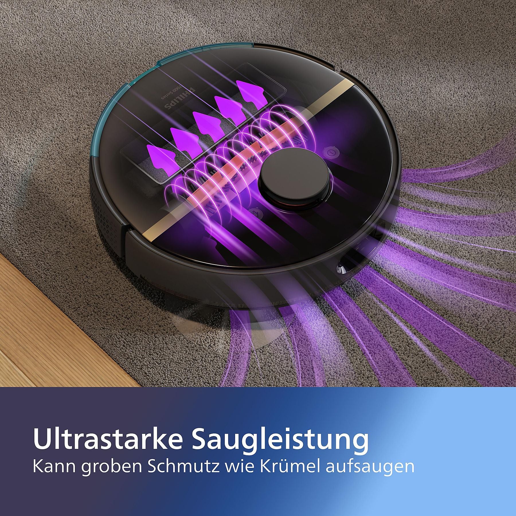 PHILIPS XU7000/01 HomeRun 7000 Series Aqua mit Wischfunktion und App, Hindernissenerkennung, Saugroboter PHILIPS