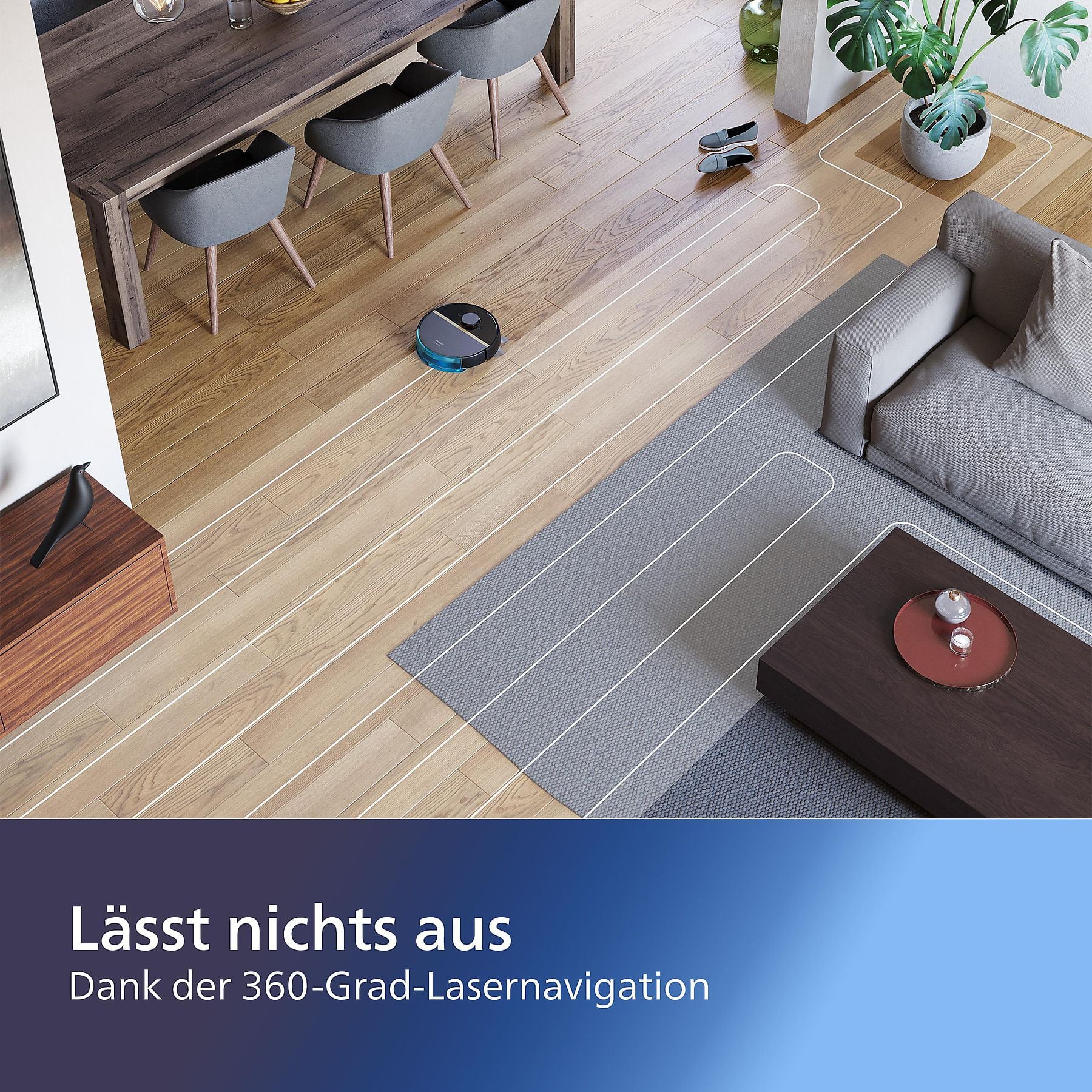 PHILIPS XU7000/01 HomeRun 7000 Series Aqua mit Wischfunktion und App, Hindernissenerkennung, Saugroboter PHILIPS