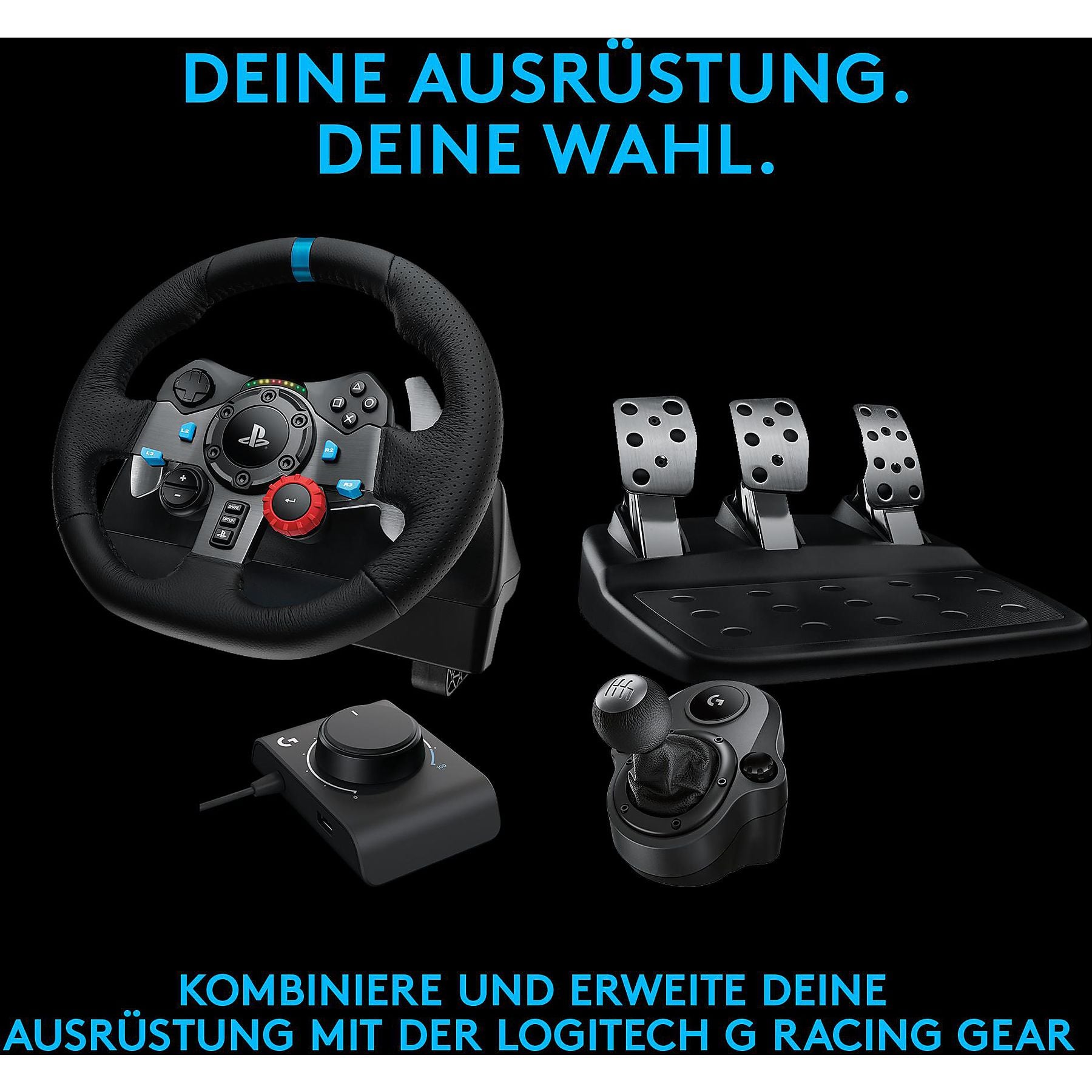LOGITECH G29 Driving Force Rennlenkrad und Bodenpedale für PS5, PS4, PC, Mac + Astro A10 Gen 1 Gaming Headset Rennlenkrad + Kabelgebundenes Headset LOGITECH