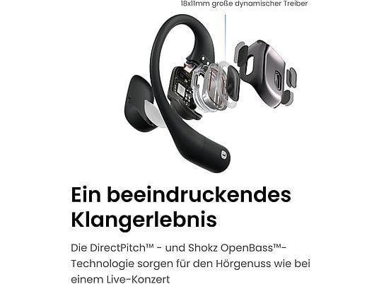 SHOKZ OpenFit, In-ear Kopfhörer Bluetooth Schwarz SHOKZ