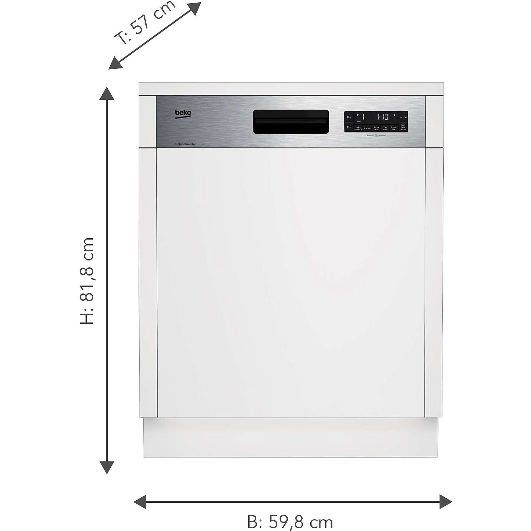 BEKO BDSN3844M0X Geschirrspüler (teilintegrierbar, 598 mm breit, 43 dB (A), C) BEKO