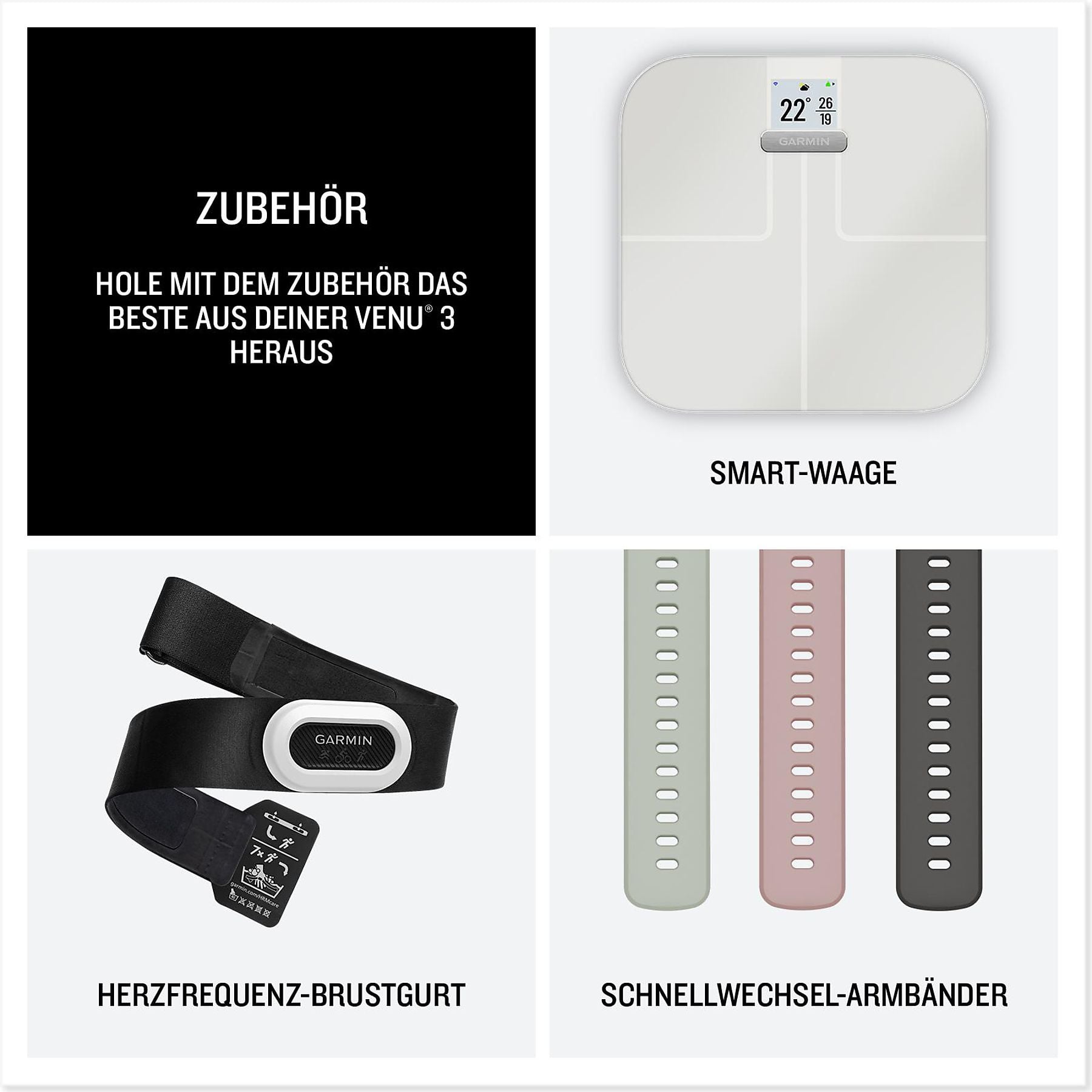 GARMIN VENU® 3s Smartwatch faserverstärktes Polymer Silikon, 18 mm, French Gray/Softgold GARMIN