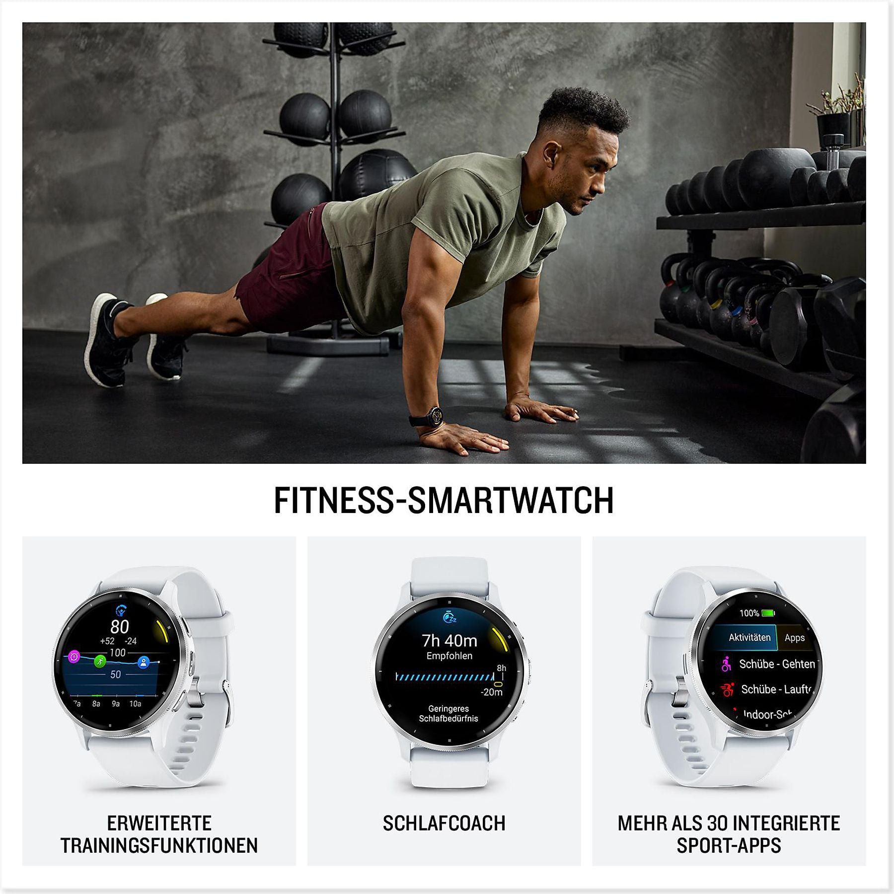 GARMIN VENU® 3s Smartwatch faserverstärktes Polymer Silikon, 18 mm, French Gray/Softgold GARMIN