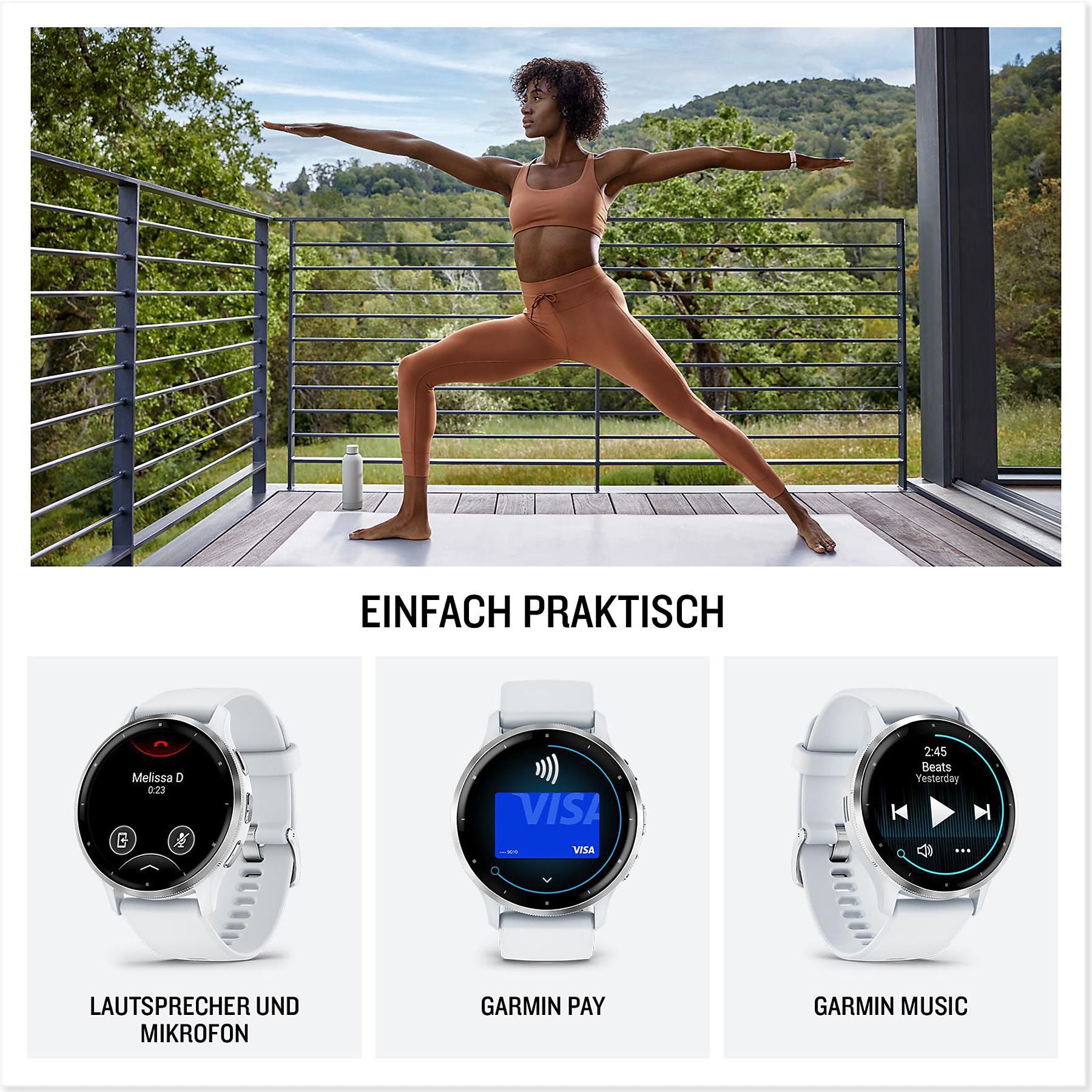 GARMIN VENU® 3s Smartwatch faserverstärktes Polymer Silikon, 18 mm, French Gray/Softgold GARMIN