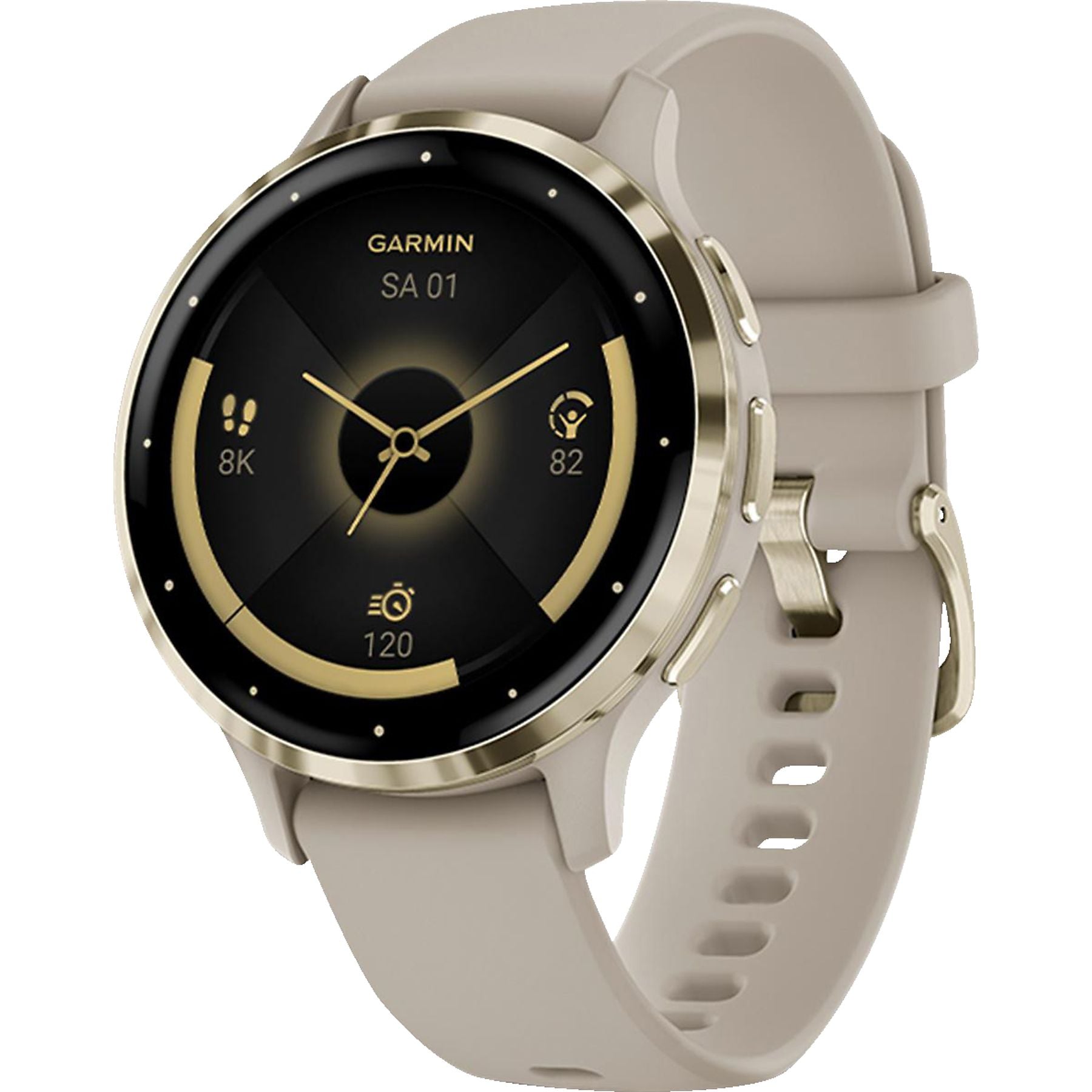 GARMIN VENU® 3s Smartwatch faserverstärktes Polymer Silikon, 18 mm, French Gray/Softgold GARMIN