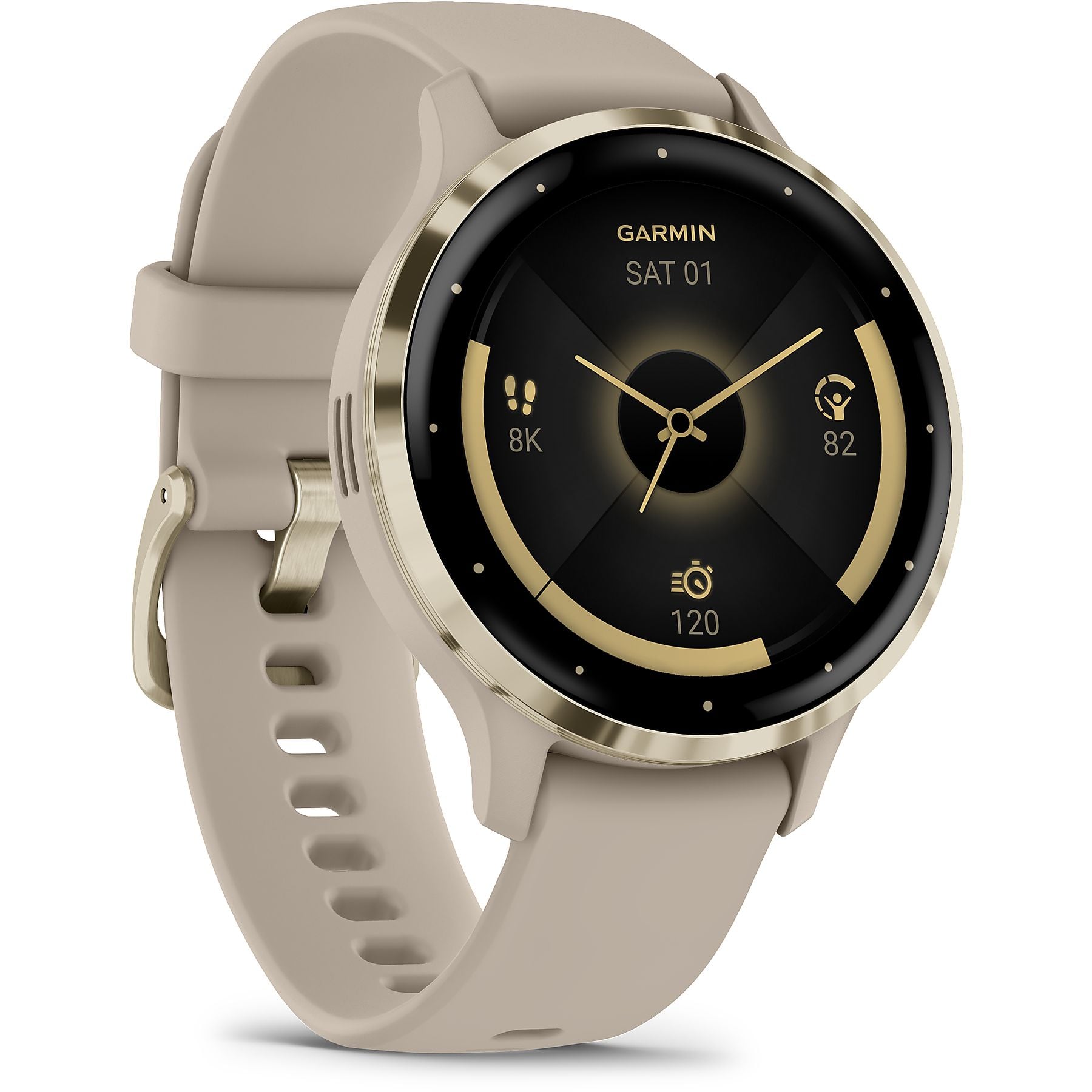 GARMIN VENU® 3s Smartwatch faserverstärktes Polymer Silikon, 18 mm, French Gray/Softgold GARMIN