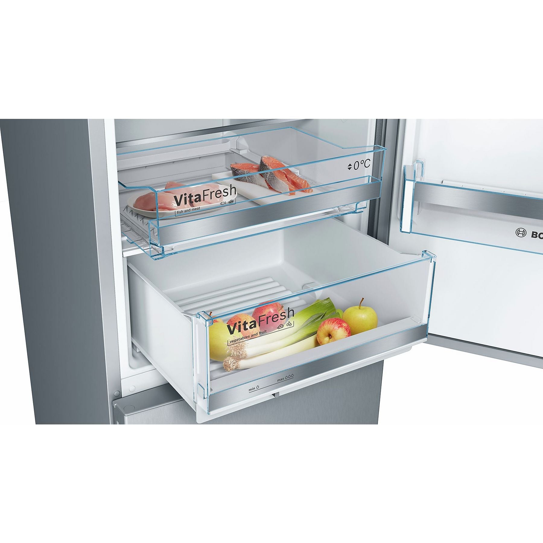 BOSCH KGE398IBP Serie 6 Kühlgefrierkombination (B, 343 l, 2010 mm hoch, Gebürsteter Stahl mit Anti Fingerprint) BOSCH