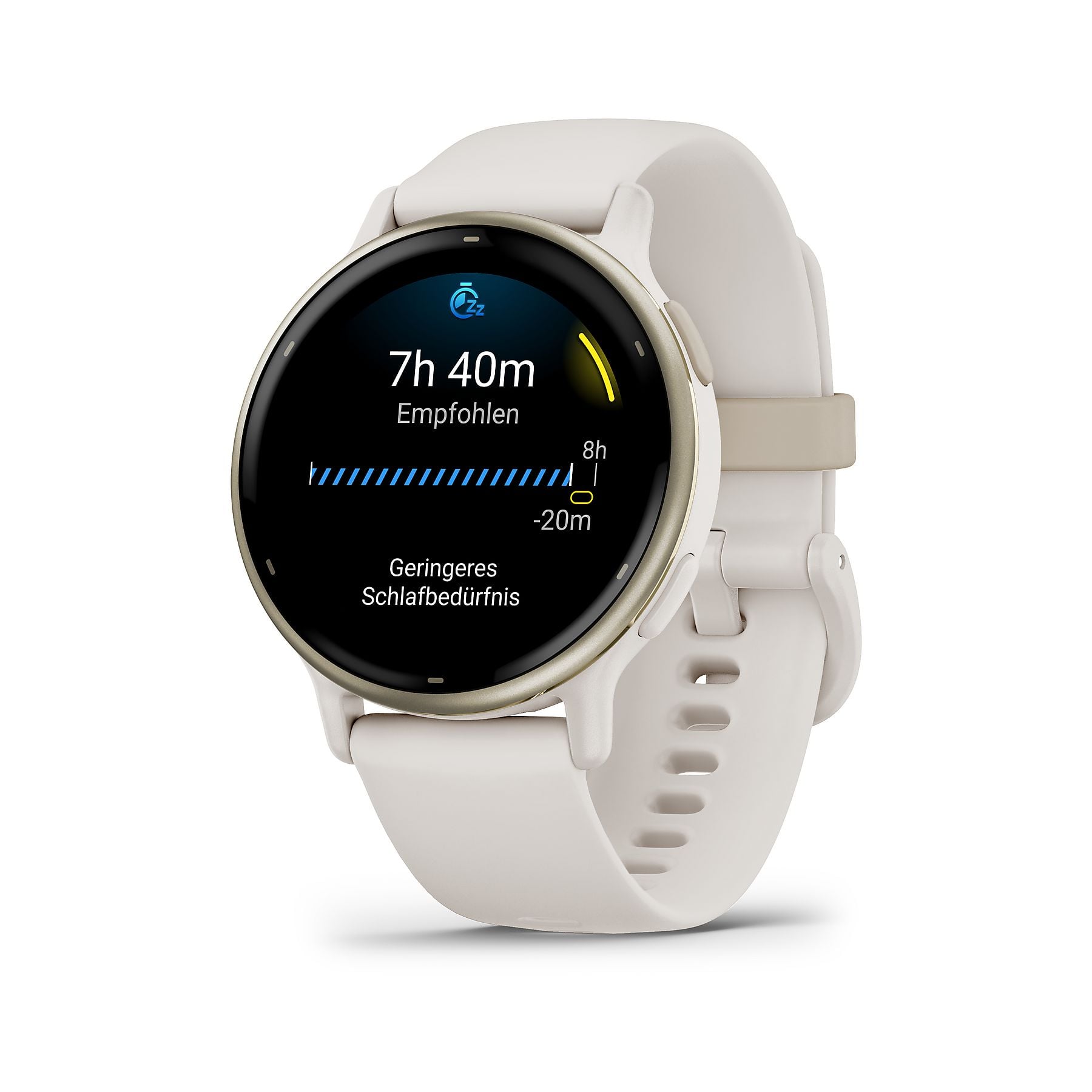 GARMIN VIVOACTIVE® 5 MUSIC Smartwatch faserverstärktes Polymer Silikon, 20mm, Elfenbein/Cremegold GARMIN