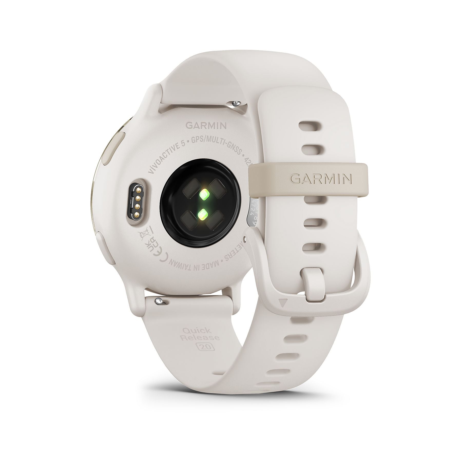 GARMIN VIVOACTIVE® 5 MUSIC Smartwatch faserverstärktes Polymer Silikon, 20mm, Elfenbein/Cremegold GARMIN