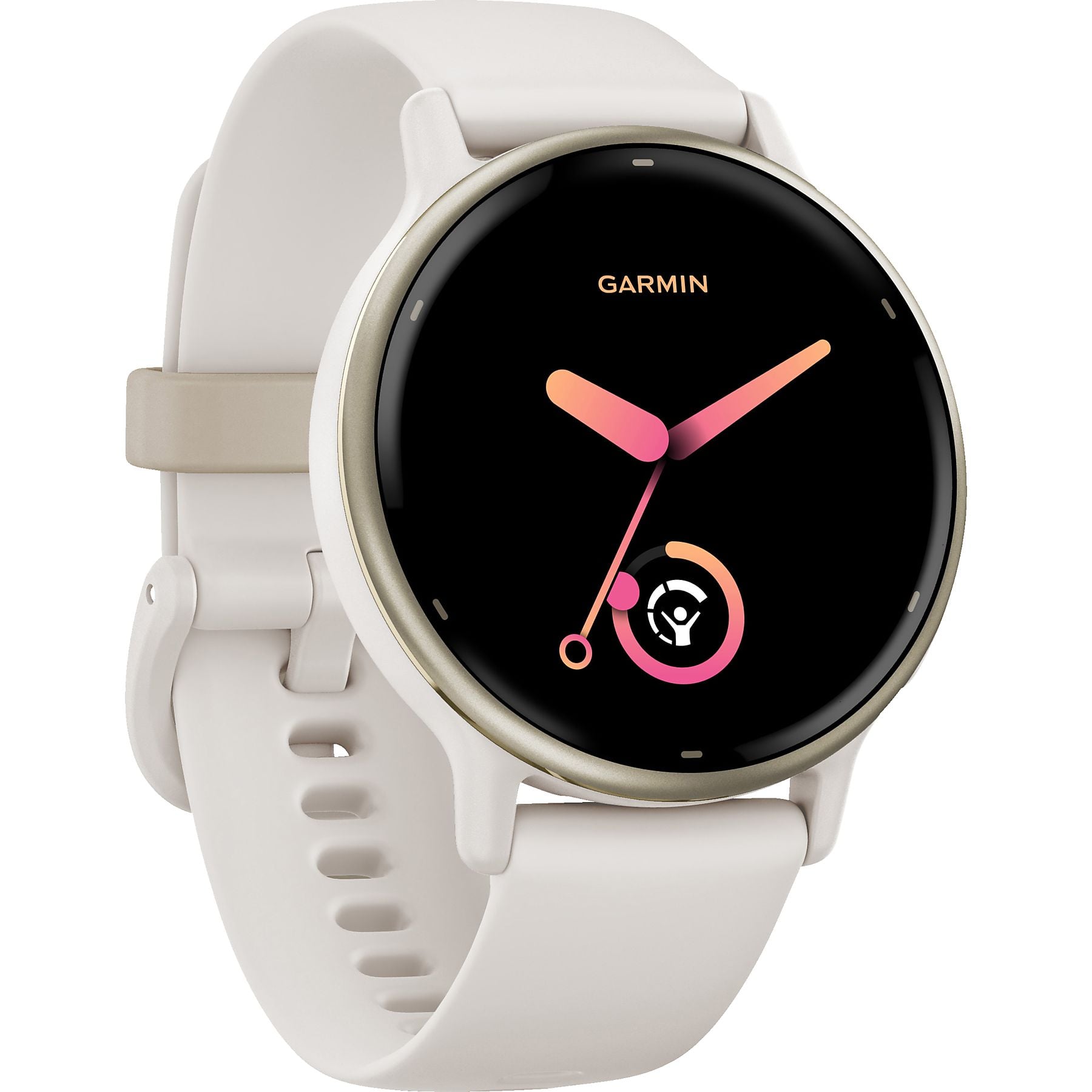 GARMIN VIVOACTIVE® 5 MUSIC Smartwatch faserverstärktes Polymer Silikon, 20mm, Elfenbein/Cremegold GARMIN
