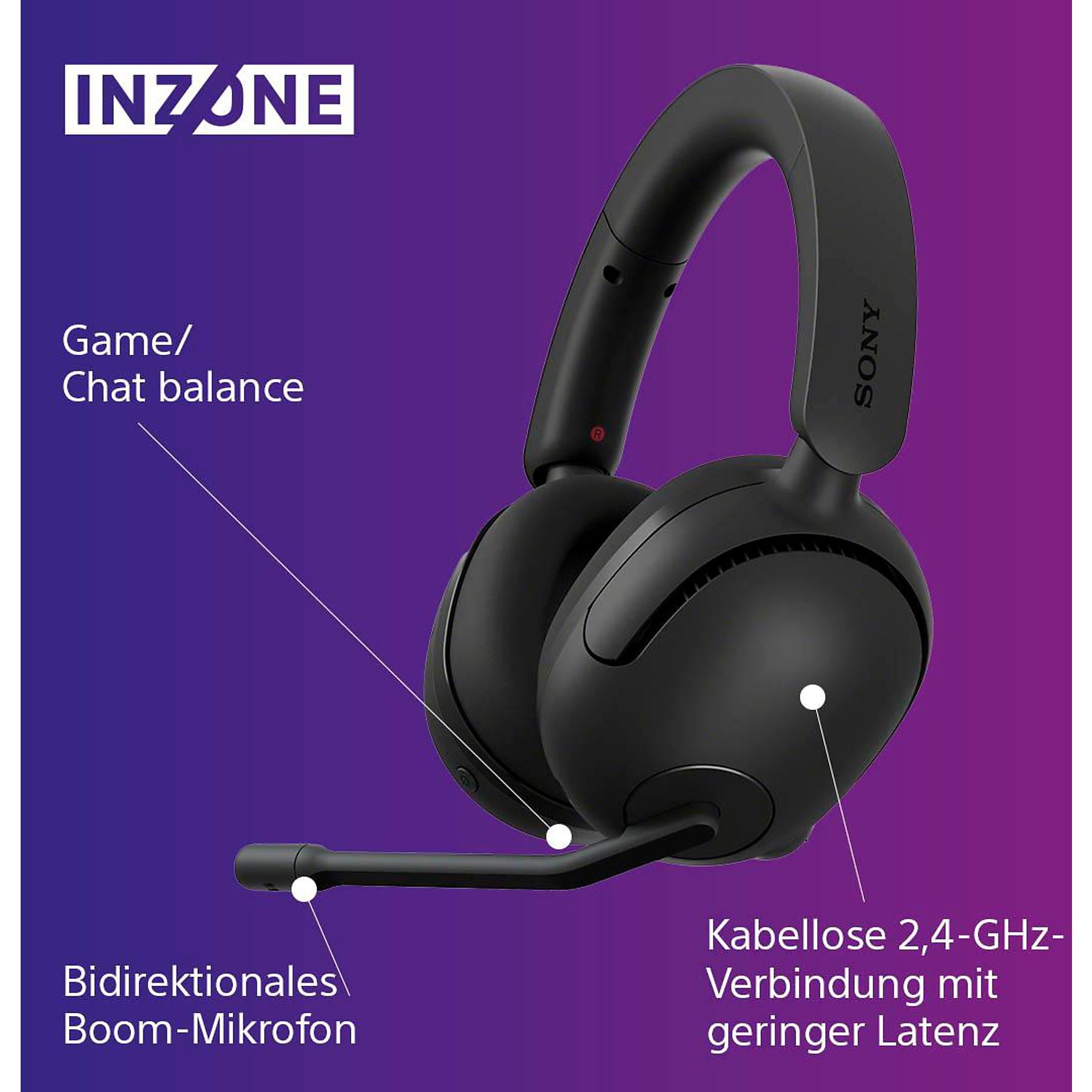 SONY WHG500 INZONE H5, Over-ear Gaming Headset Schwarz SONY