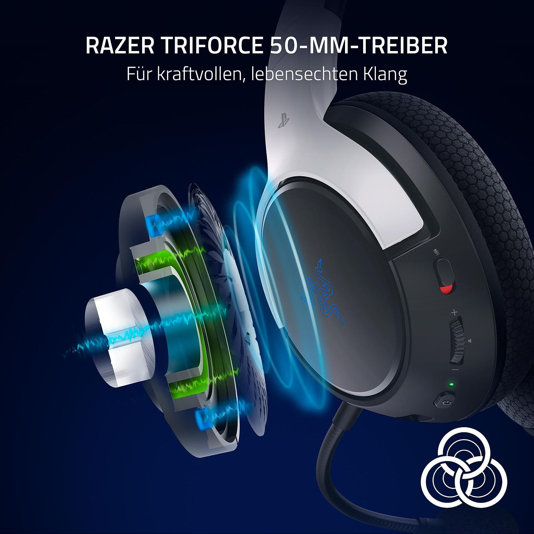 RAZER Kaira HyperSpeed für PlayStation 5, Over-ear Gaming Headset Weiß RAZER
