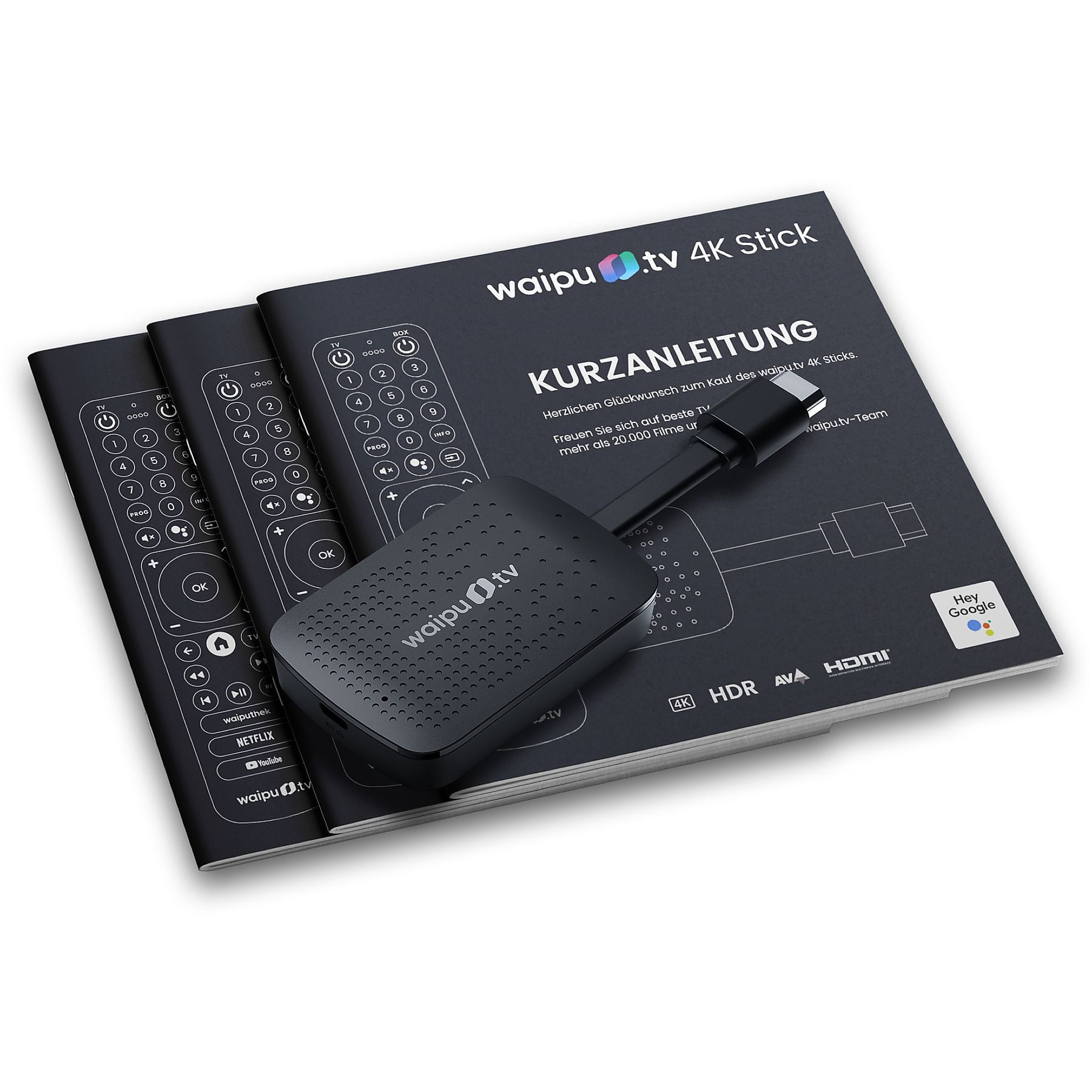 WAIPU.TV 4K Stick + Fernbedienung Streaming Stick, Schwarz WAIPU.TV