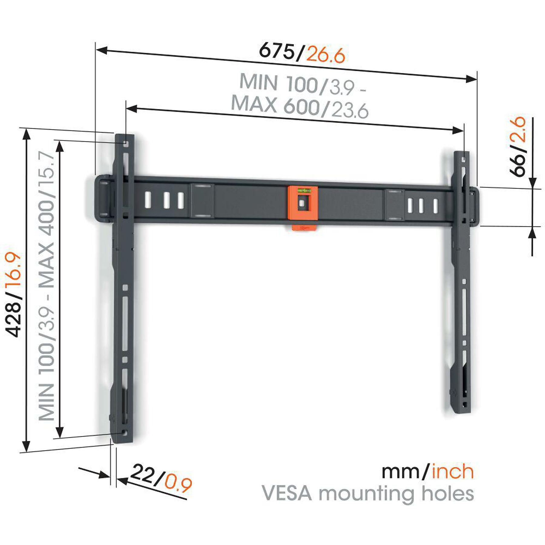VOGEL´S TVM 1609 Flache TV Wandhalterung, max. 100 Zoll, Starr, Schwarz VOGEL´S