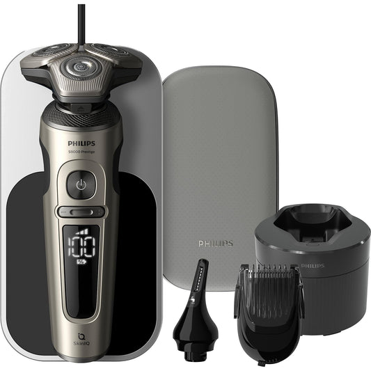 PHILIPS SP9883/35 Elektrorasierer S9000 Prestige Champagner-Gold (NanoTech Dual Precision-Klingen, Reinigungsstation: Ja) PHILIPS