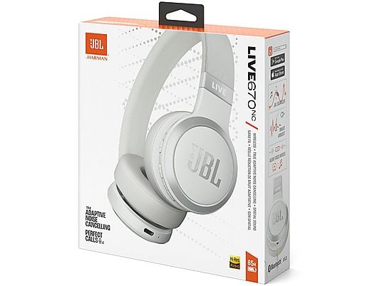 JBL Live 670NC, On-ear Kopfhörer Weiß JBL
