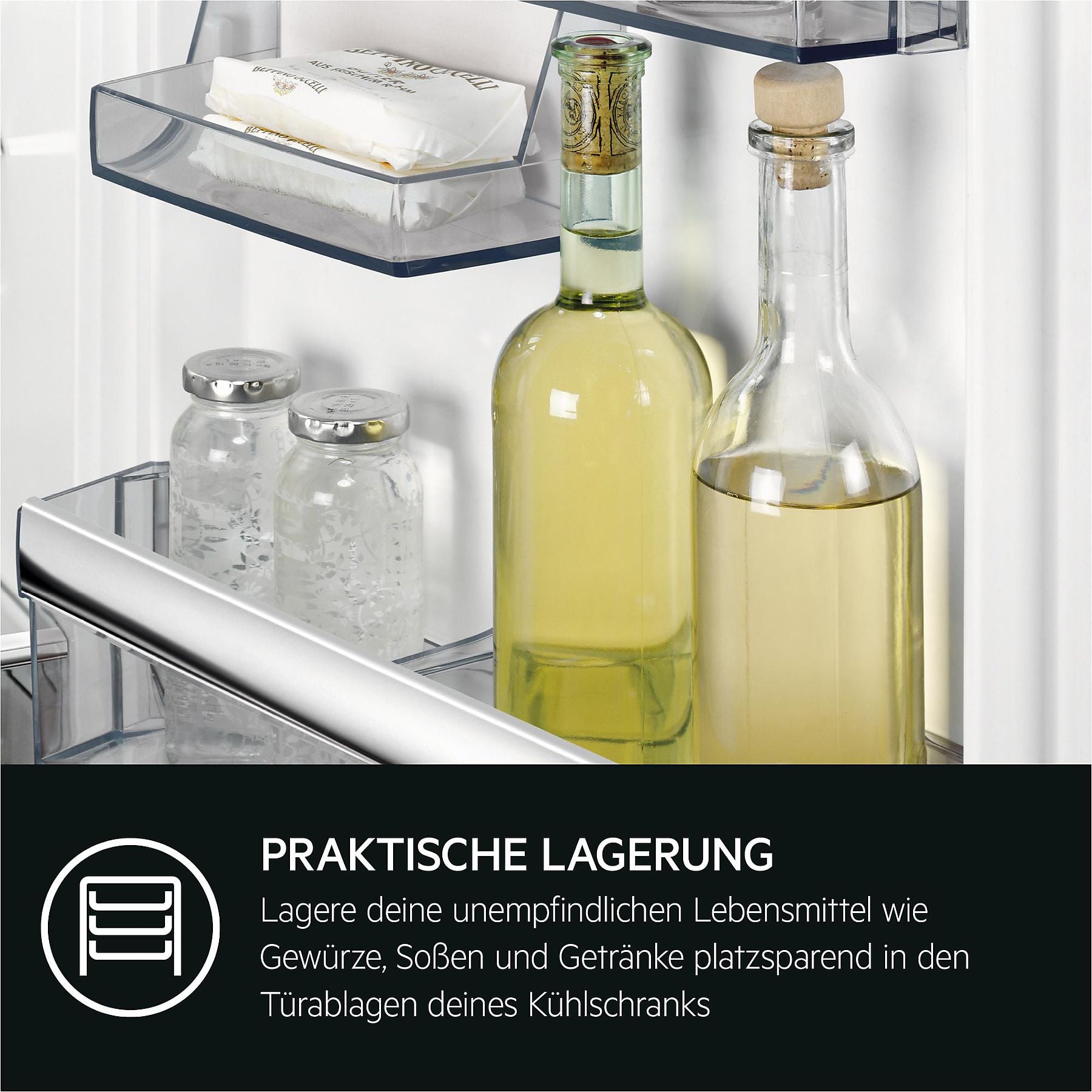 AEG TSK5O121ES Serie 5000 mit OptiSpace Einbaukühlschrank (208 l, E, 1218 mm hoch, Weiß) AEG