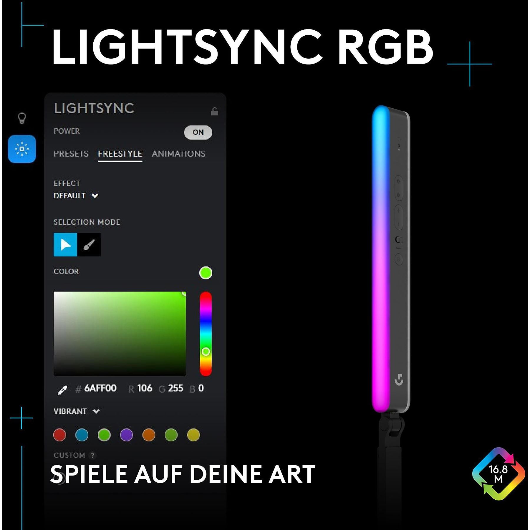 LOGITECH Litra Beam LX, Doppelseitiges RGB Streaming-Licht, Schwarz LOGITECH