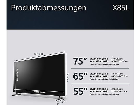 SONY BRAVIA KD-75X85L LED TV (Flat, 75 Zoll / 189 cm, UHD 4K, SMART TV, Google TV) SONY