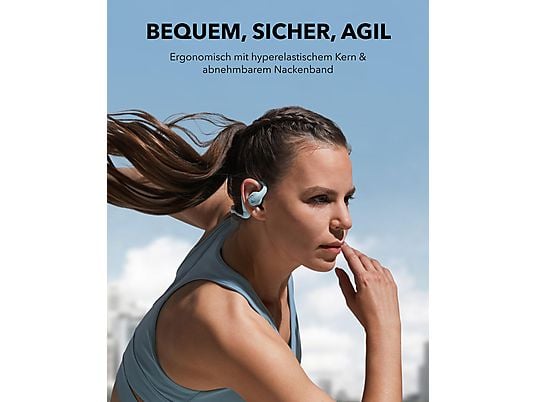 SOUNDCORE BY ANKER AeroFit Pro, Open-ear Kopfhörer Bluetooth Aquamarinblau SOUNDCORE BY ANKER