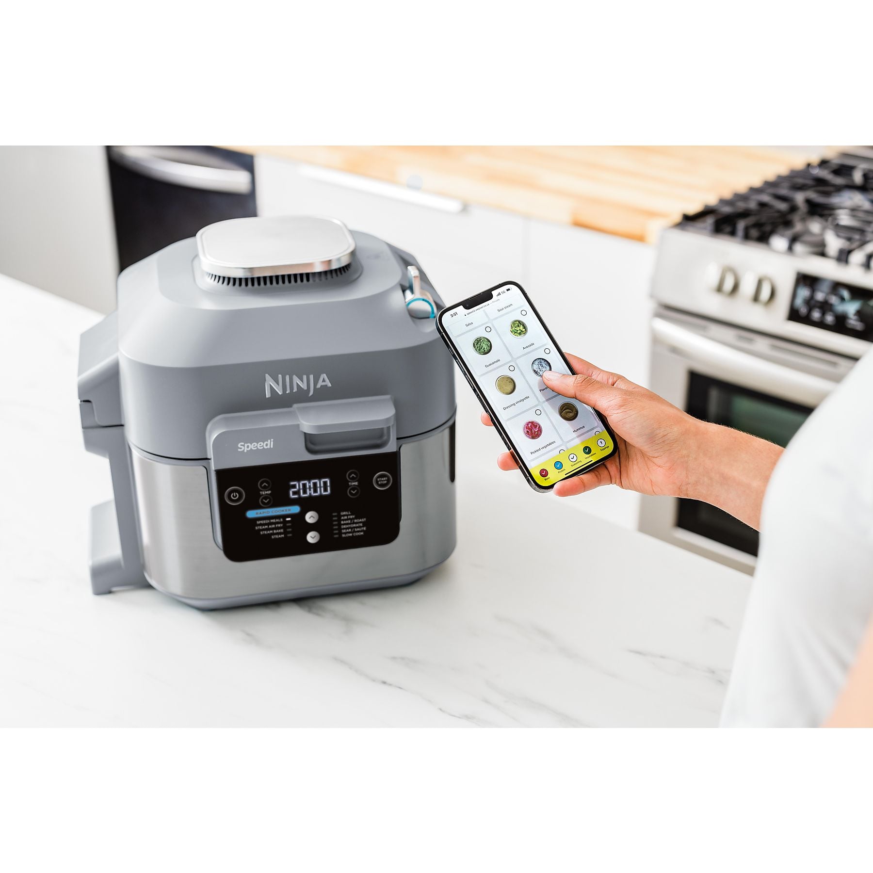 NINJA ON400EU Speedi Rapid Cooking System Multikocher 1760 Watt Sea Salt Grey NINJA