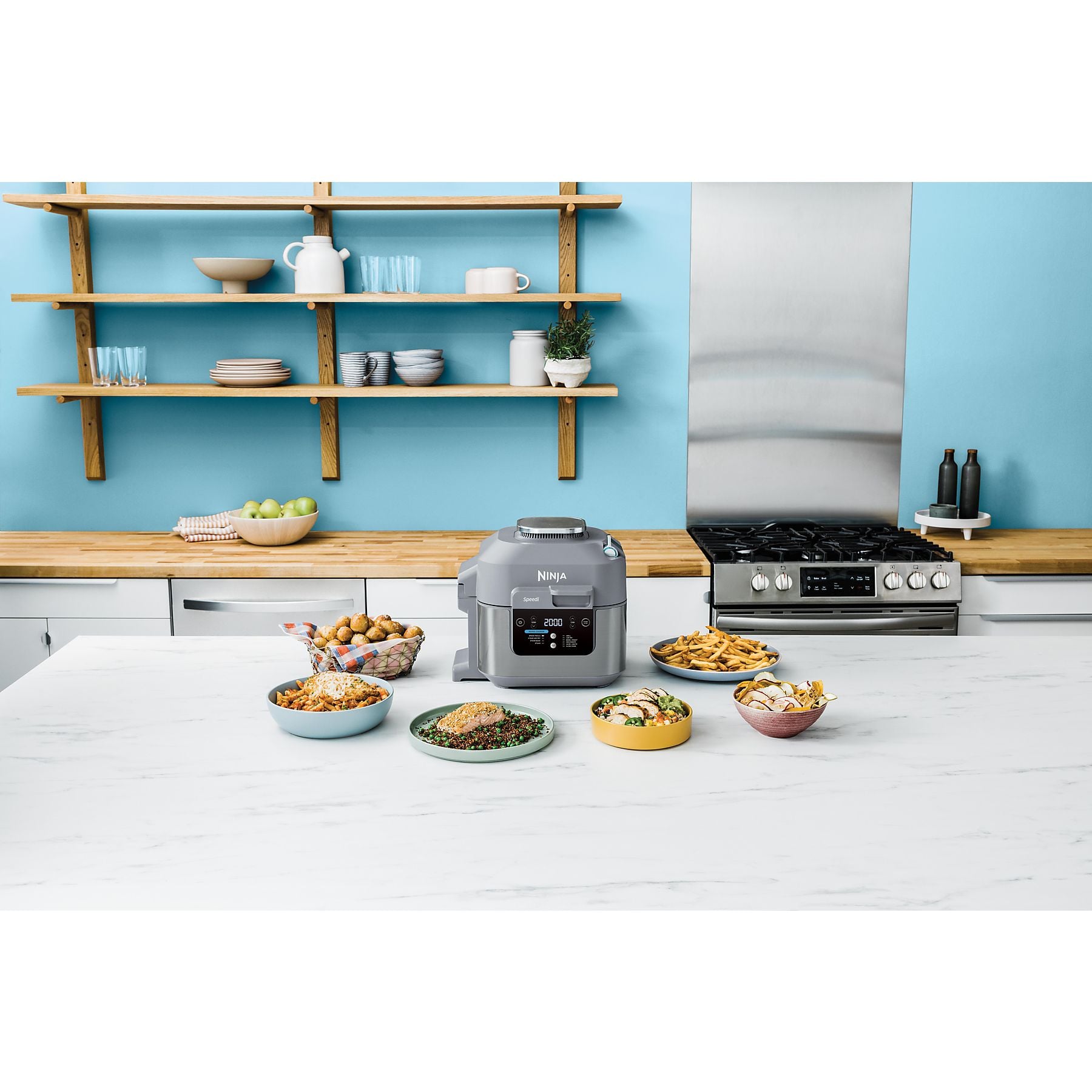 NINJA ON400EU Speedi Rapid Cooking System Multikocher 1760 Watt Sea Salt Grey NINJA