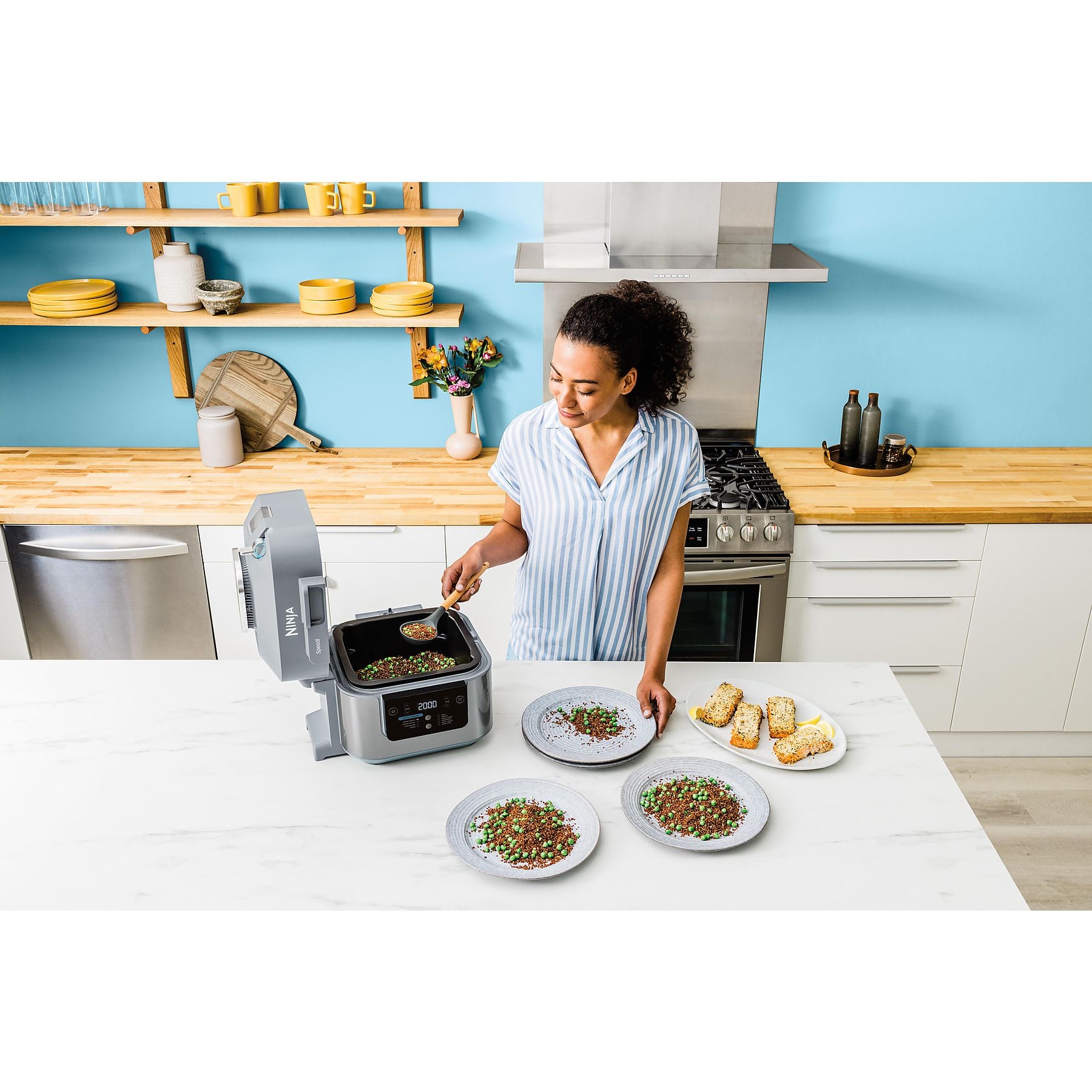 NINJA ON400EU Speedi Rapid Cooking System Multikocher 1760 Watt Sea Salt Grey NINJA