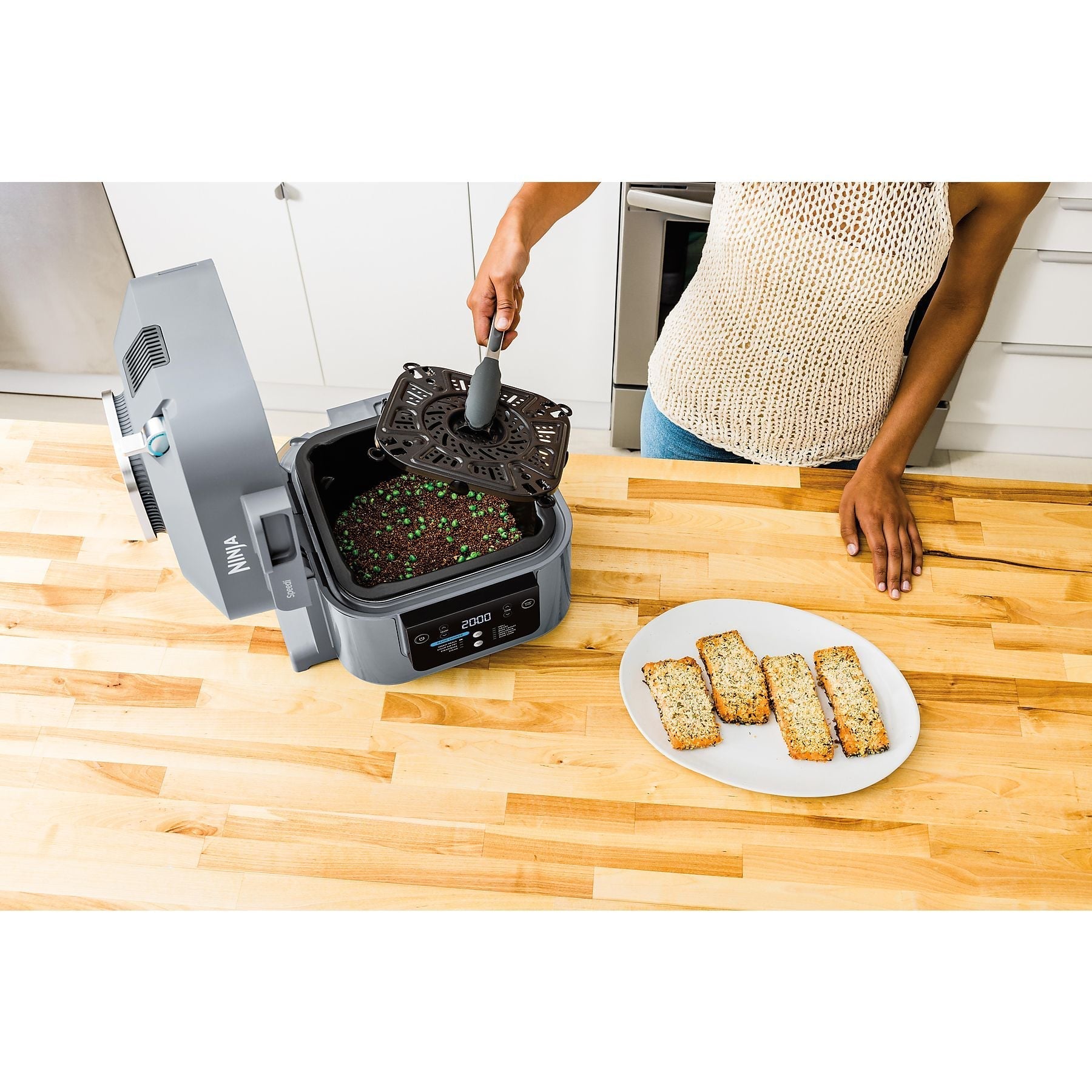 NINJA ON400EU Speedi Rapid Cooking System Multikocher 1760 Watt Sea Salt Grey NINJA