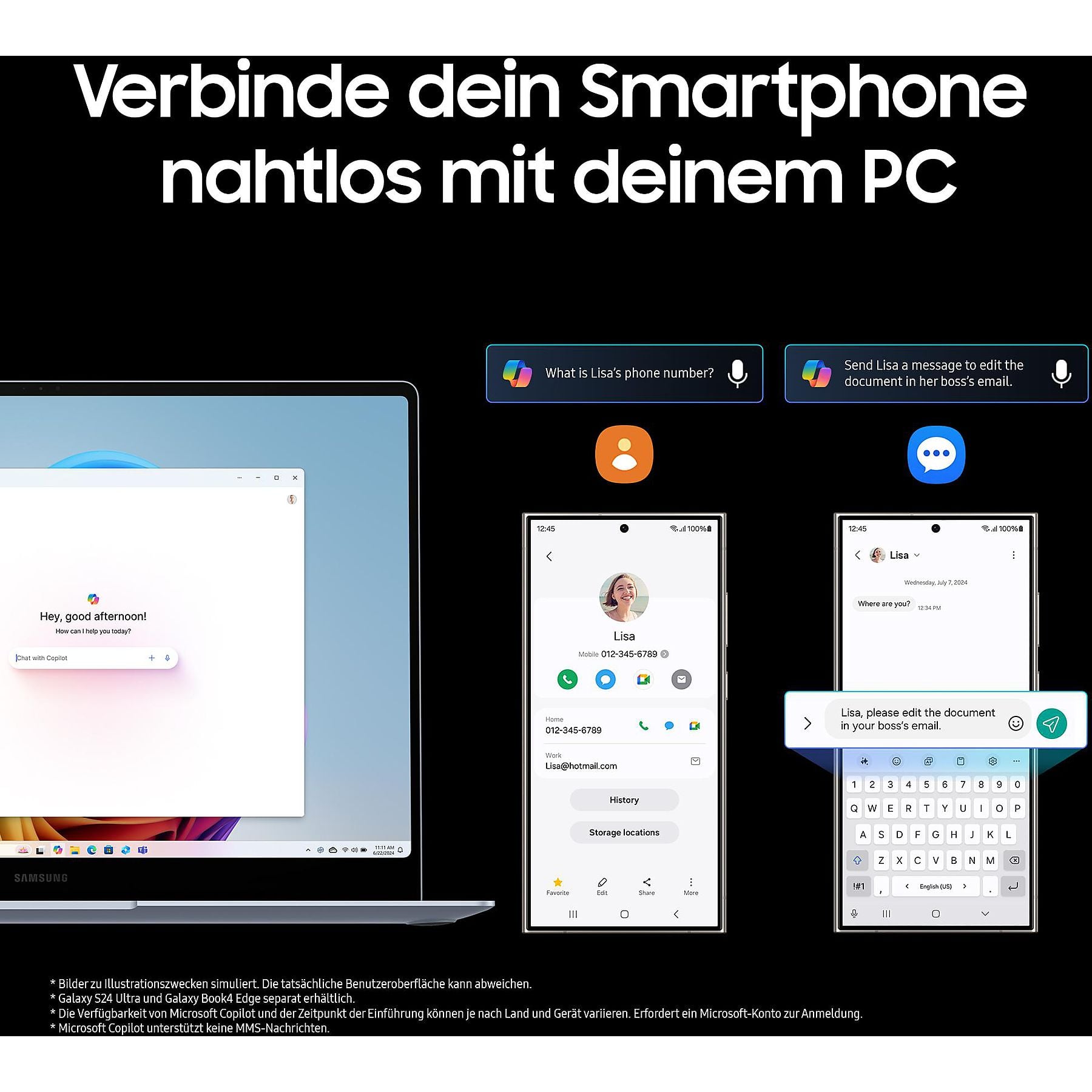 SAMSUNG Galaxy Book 4 Edge, Copilot+ PC - 16 Zoll - Qualcomm Snapdragon X Elite - 16 GB - 512 GB - Qualcomm Adreno™ Onboard Graphics - Windows 11 Home SAMSUNG