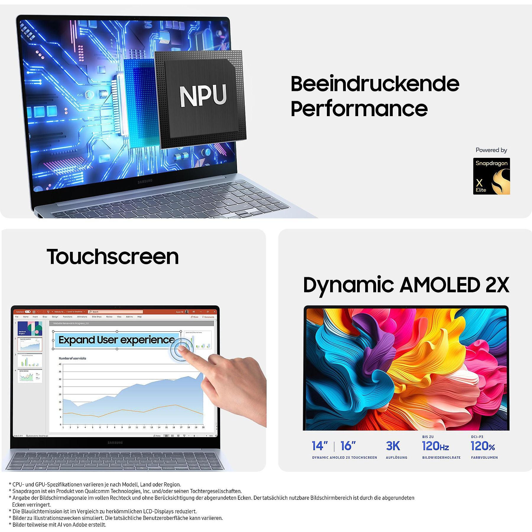SAMSUNG Galaxy Book 4 Edge, Copilot+ PC - 16 Zoll - Qualcomm Snapdragon X Elite - 16 GB - 512 GB - Qualcomm Adreno™ Onboard Graphics - Windows 11 Home SAMSUNG