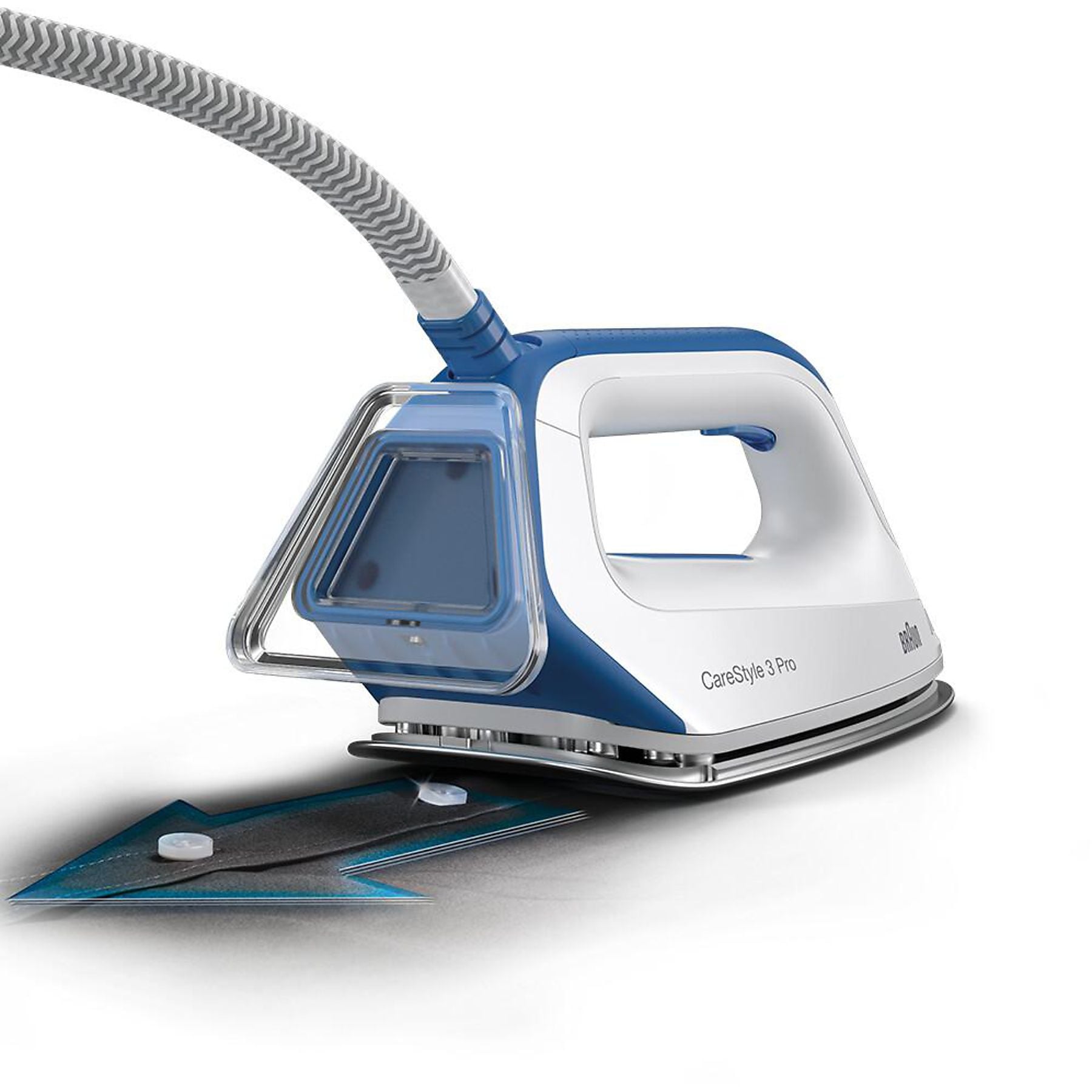 BRAUN CareStyle 3 Pro IS 3157 BL, Dampfstoß 460 g/min, FreeGlide 3D, iCare autom. Temperaturanpassung, DoubleSteam, leichtes Bügeln, vertikale Auffrischung, Dampfbügelstation 2400 Watt, 6,8 bar BRAUN