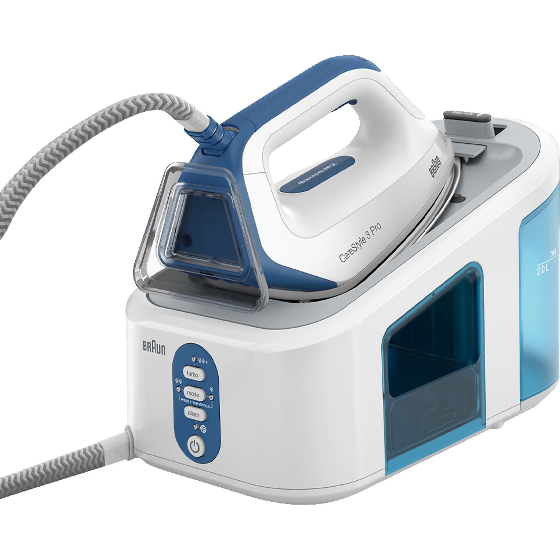BRAUN CareStyle 3 Pro IS 3157 BL, Dampfstoß 460 g/min, FreeGlide 3D, iCare autom. Temperaturanpassung, DoubleSteam, leichtes Bügeln, vertikale Auffrischung, Dampfbügelstation 2400 Watt, 6,8 bar BRAUN
