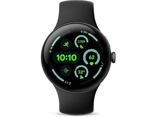 GOOGLE Pixel Watch 3 (LTE) 45 mm, Smartwatch Aluminium Fluorelastomer, 150–185 mm, 165–215 mm, Obsidian GOOGLE
