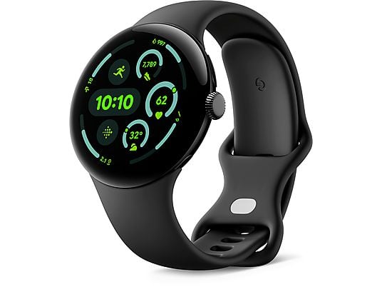 GOOGLE Pixel Watch 3 (LTE) 45 mm, Smartwatch Aluminium Fluorelastomer, 150–185 mm, 165–215 mm, Obsidian GOOGLE