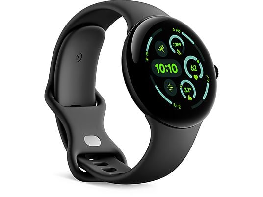 GOOGLE Pixel Watch 3 (LTE) 45 mm, Smartwatch Aluminium Fluorelastomer, 150–185 mm, 165–215 mm, Obsidian GOOGLE