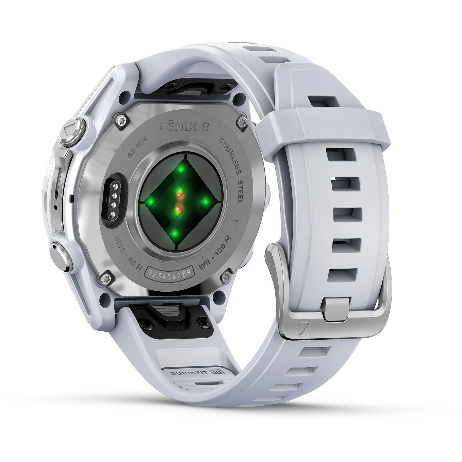 GARMIN fenix® 8 - 43 mm AMOLED Smartwatch Edelstahl Silikon, 20 mm, Steinweiß GARMIN