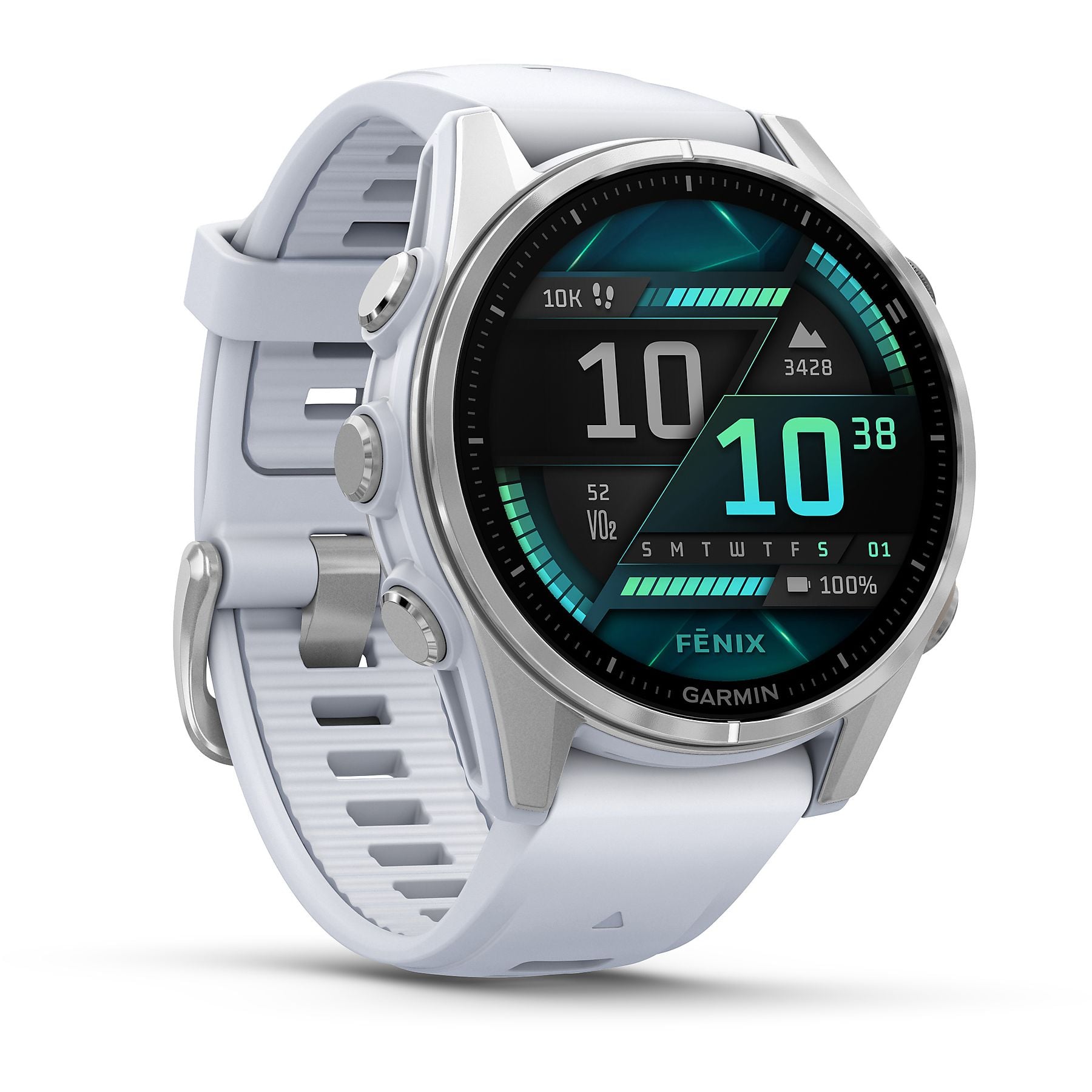 GARMIN fenix® 8 - 43 mm AMOLED Smartwatch Edelstahl Silikon, 20 mm, Steinweiß GARMIN