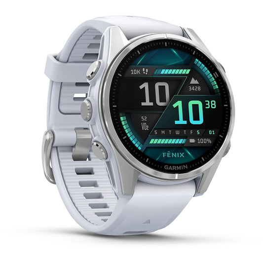 GARMIN fenix® 8 - 43 mm AMOLED Smartwatch Edelstahl Silikon, 20 mm, Steinweiß GARMIN