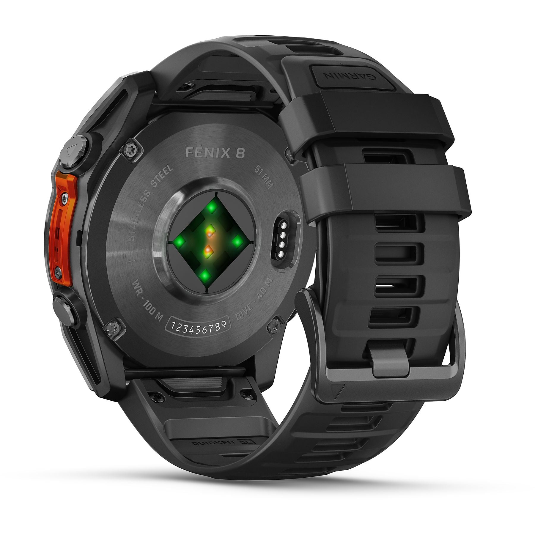 GARMIN fenix® 8 - 51 mm AMOLED Smartwatch Edelstahl Silikon, 26 mm, Schwarz GARMIN