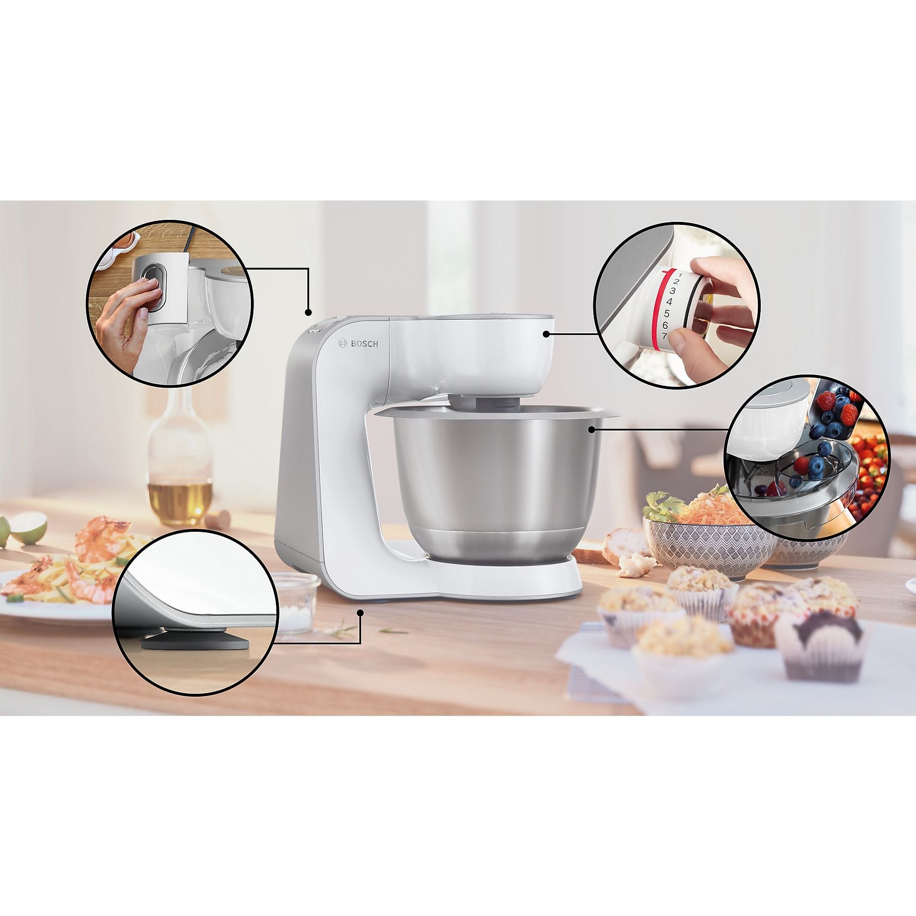 BOSCH MUM58210 Serie 4 Küchenmaschine Weiß (Rührschüsselkapazität: 3,9 l, 1000 Watt) BOSCH